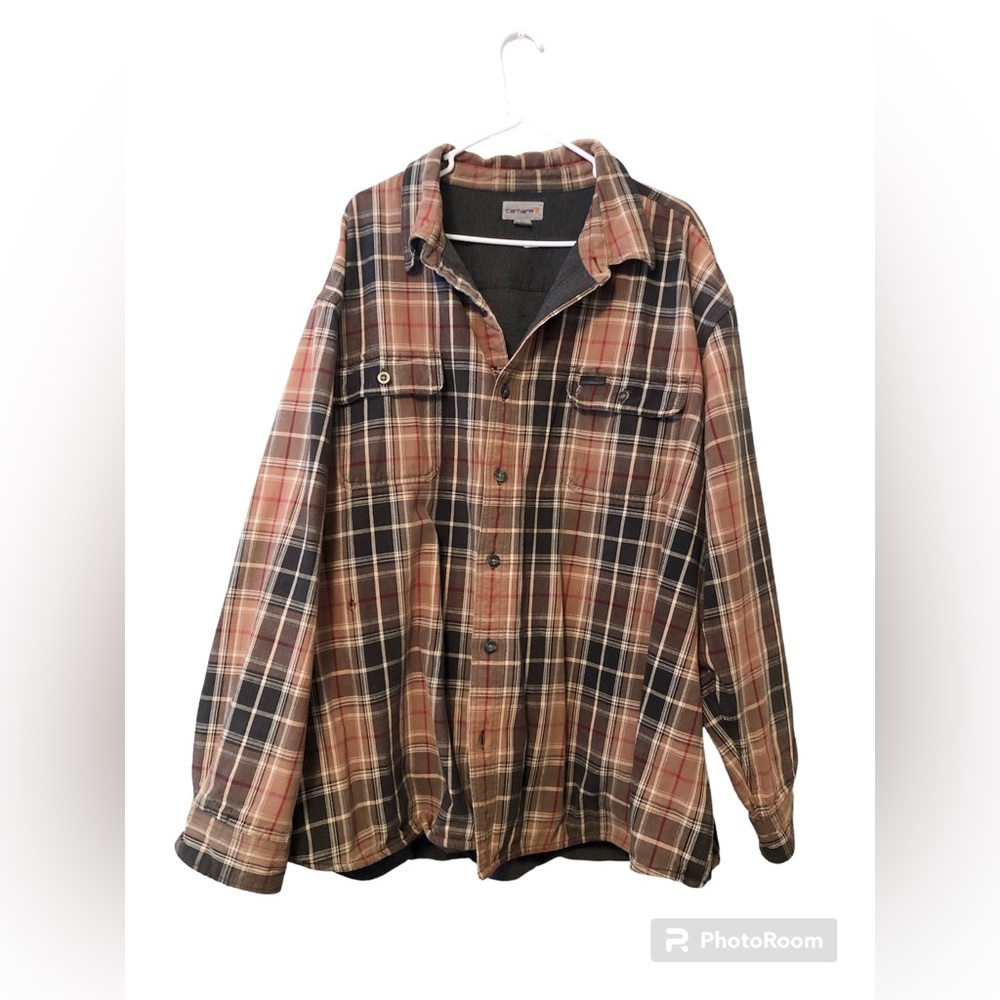 Men’s plus size Carharrt flannel shirt jacket plaid 4X button up thermal